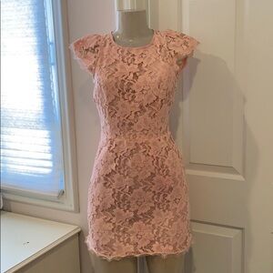 Lace Backless pink peach mini dress size small